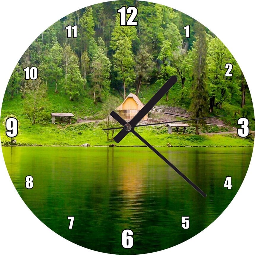 Dağ Gölü Sık Orman ve Şirin Kulübe Mdf Ahşap Duvar Saati