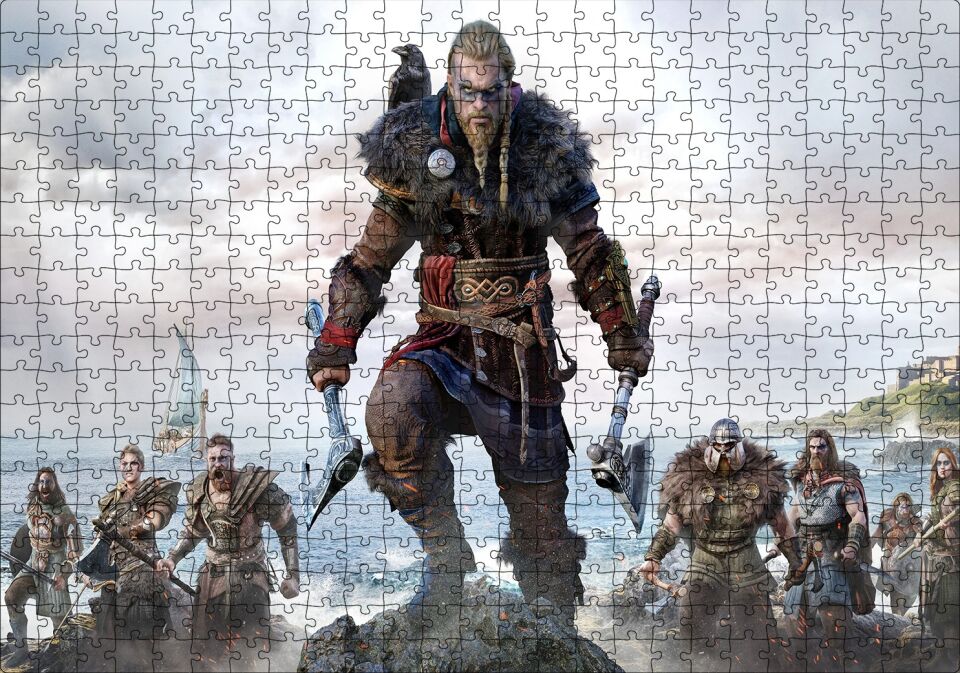 Assassins Creed Valhalla Savaşçılar Deniz Görseli Puzzle Yapboz MDF Ahşap 500 Parça 49 cm X 68 cm
