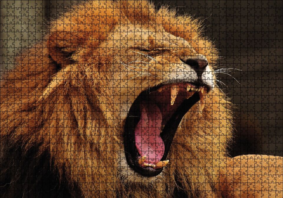 Aslan Esneyen Puzzle Yapboz MDF Ahşap 1000 Parça 49 cm X 68 cm