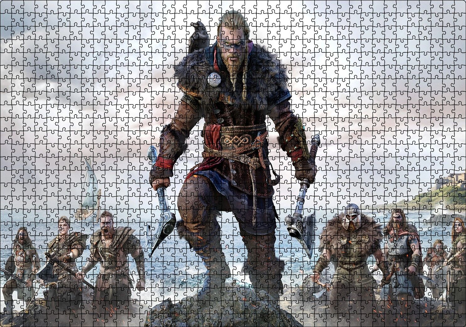 Assassins Creed Valhalla Savaşçılar Deniz Görseli Puzzle Yapboz MDF Ahşap 1000 Parça 49 cm X 68 cm