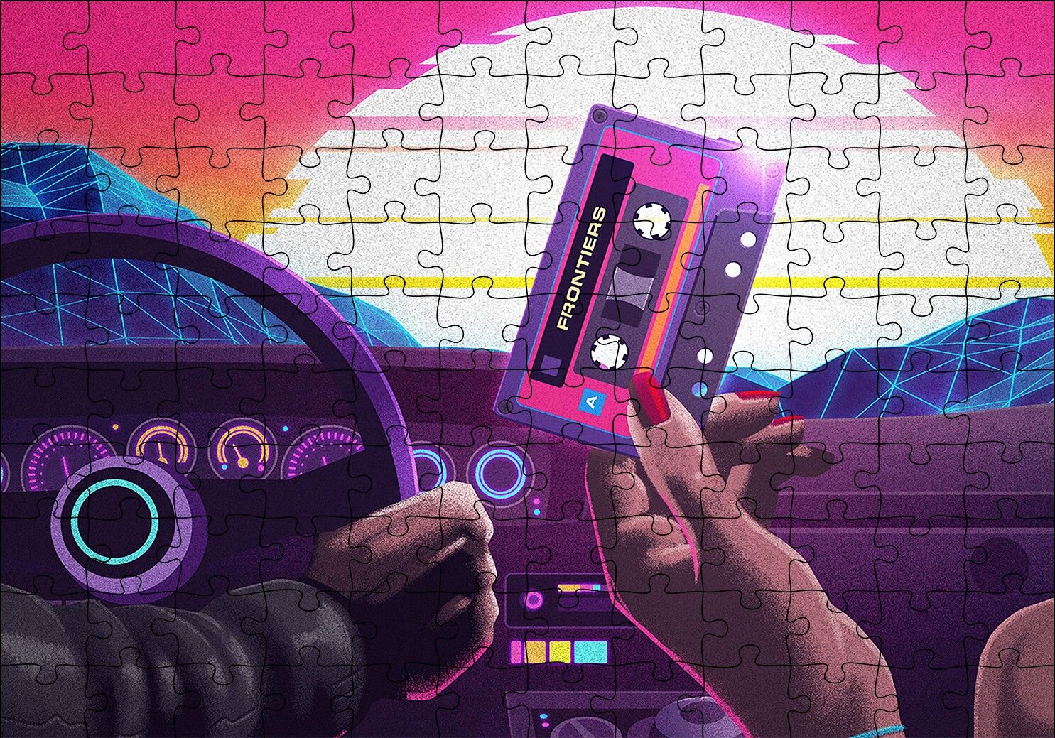 80ler Arabada Teyp Kasedi Puzzle Yapboz MDF Ahşap