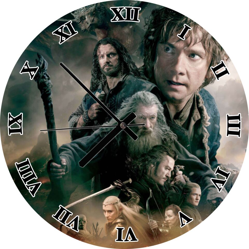 Yüzüklerin Efendisi Hobbit Beş Ordunun Savaşı Mdf Ahşap Duvar Saati 50 cm Çap