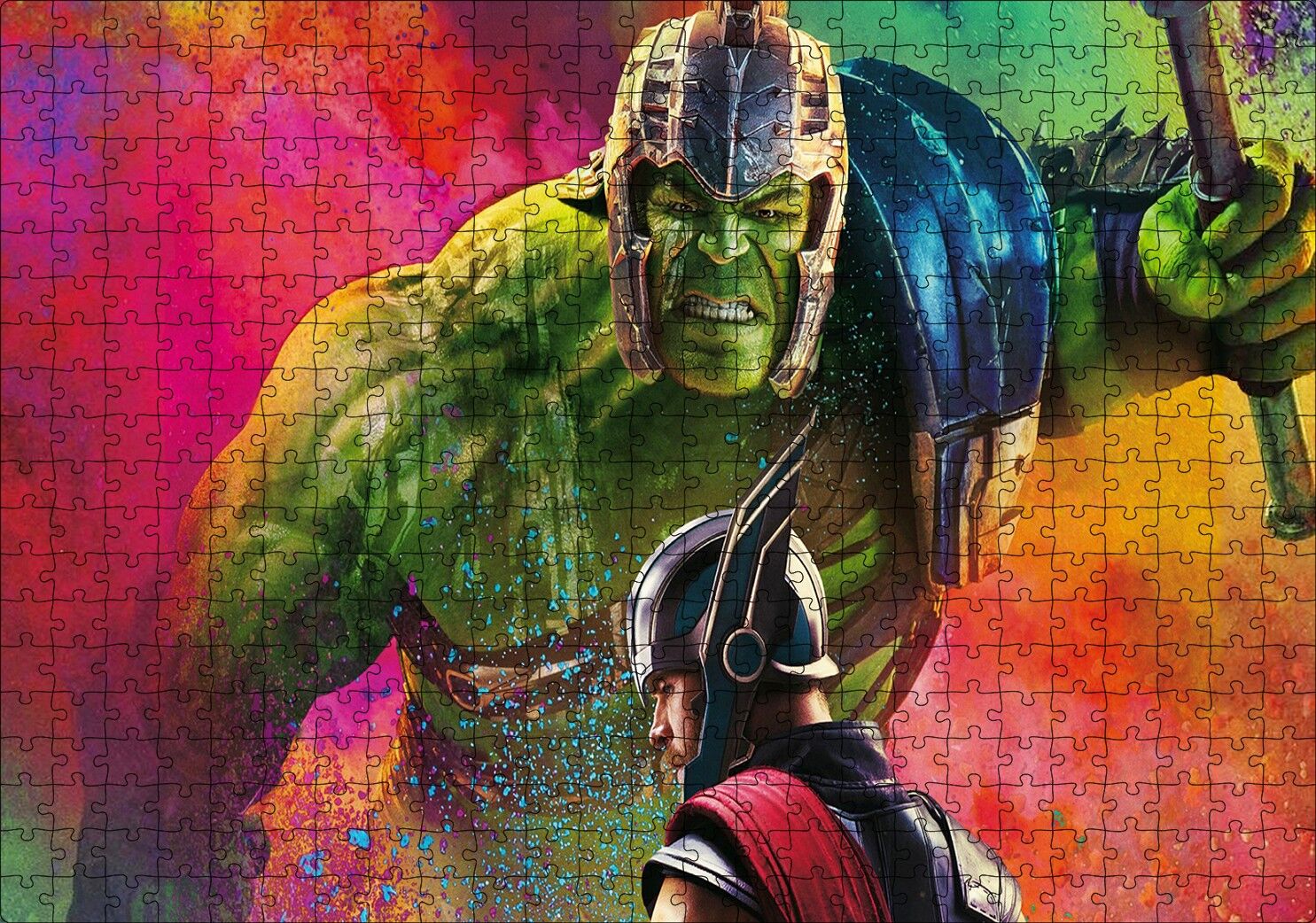 Thor ve Hulk Puzzle Yapboz MDF Ahşap 500 Parça 49 cm X 68 cm