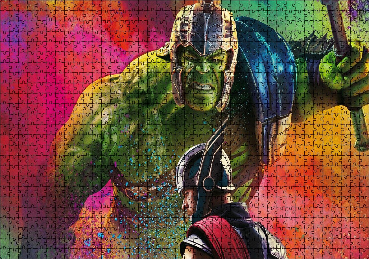 Thor ve Hulk Puzzle Yapboz MDF Ahşap 1000 Parça 49 cm X 68 cm