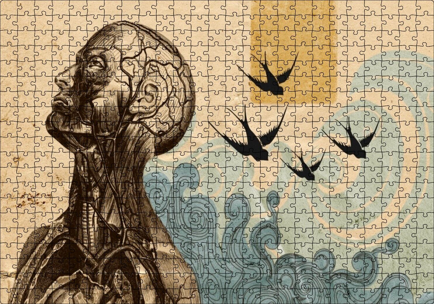 Sanatsal Anatomi Puzzle Yapboz MDF Ahşap 500 Parça 49 cm X 68 cm