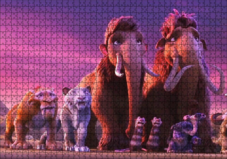 Buz Devri Manny Sid Ve Diego Görseli Puzzle Yapboz MDF Ahşap 1000 Parça 49 cm X 68 cm