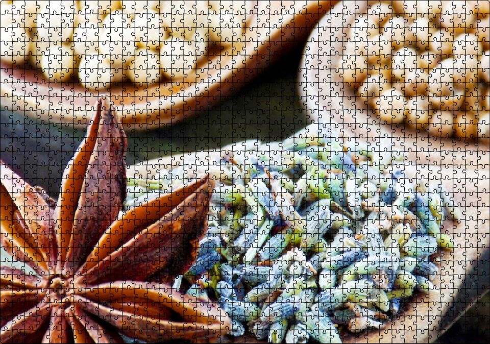 Kaselerde Anason ve Muhtelif Baharatlar Puzzle Yapboz MDF Ahşap 1000 Parça 49 cm X 68 cm