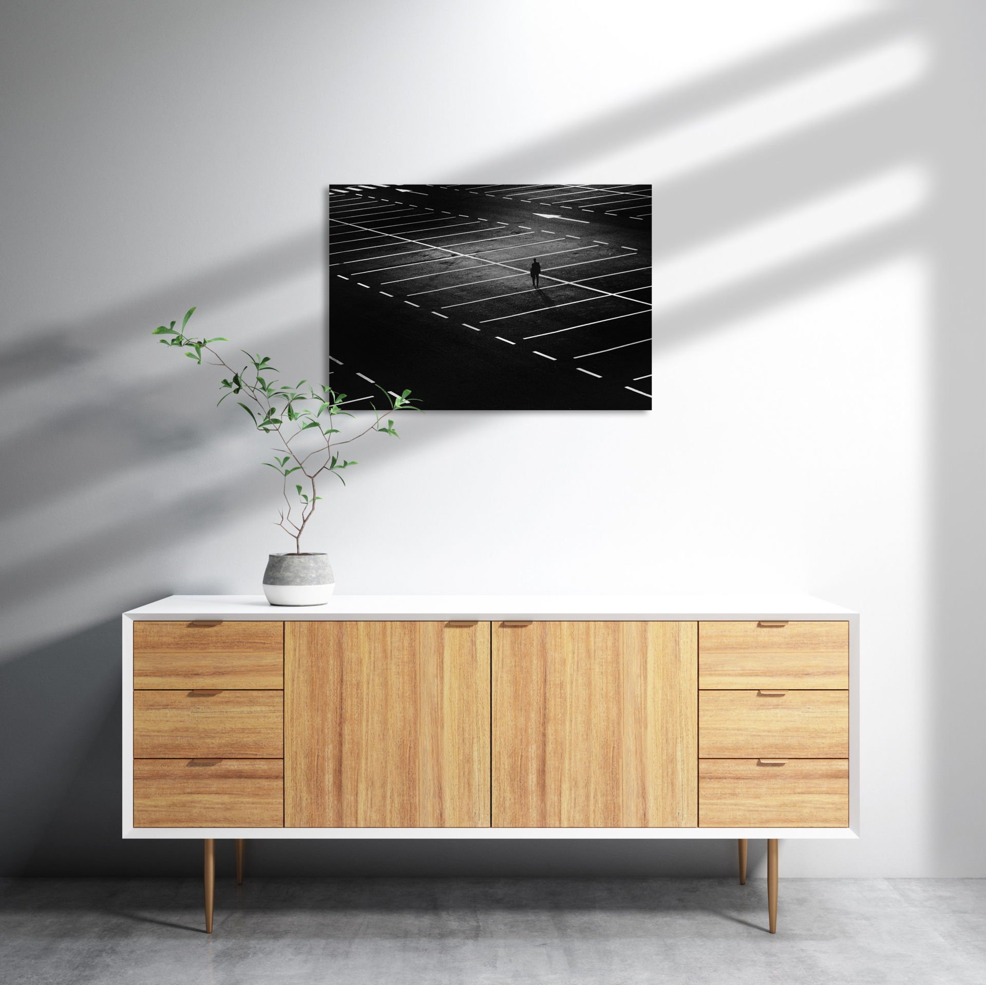 Boş Park Alanı MDF Akşap Duvar Tablo