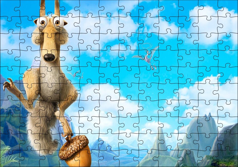 Buz Devri Sincap Scrat Ve Fındık Görseli Puzzle Yapboz MDF Ahşap 120 Parça 24 cm X 34 cm