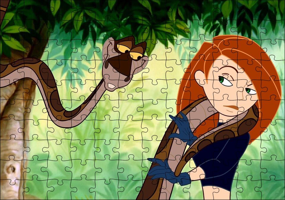 Kim Possible ve Kahverengi Yılan Puzzle Yapboz MDF Ahşap