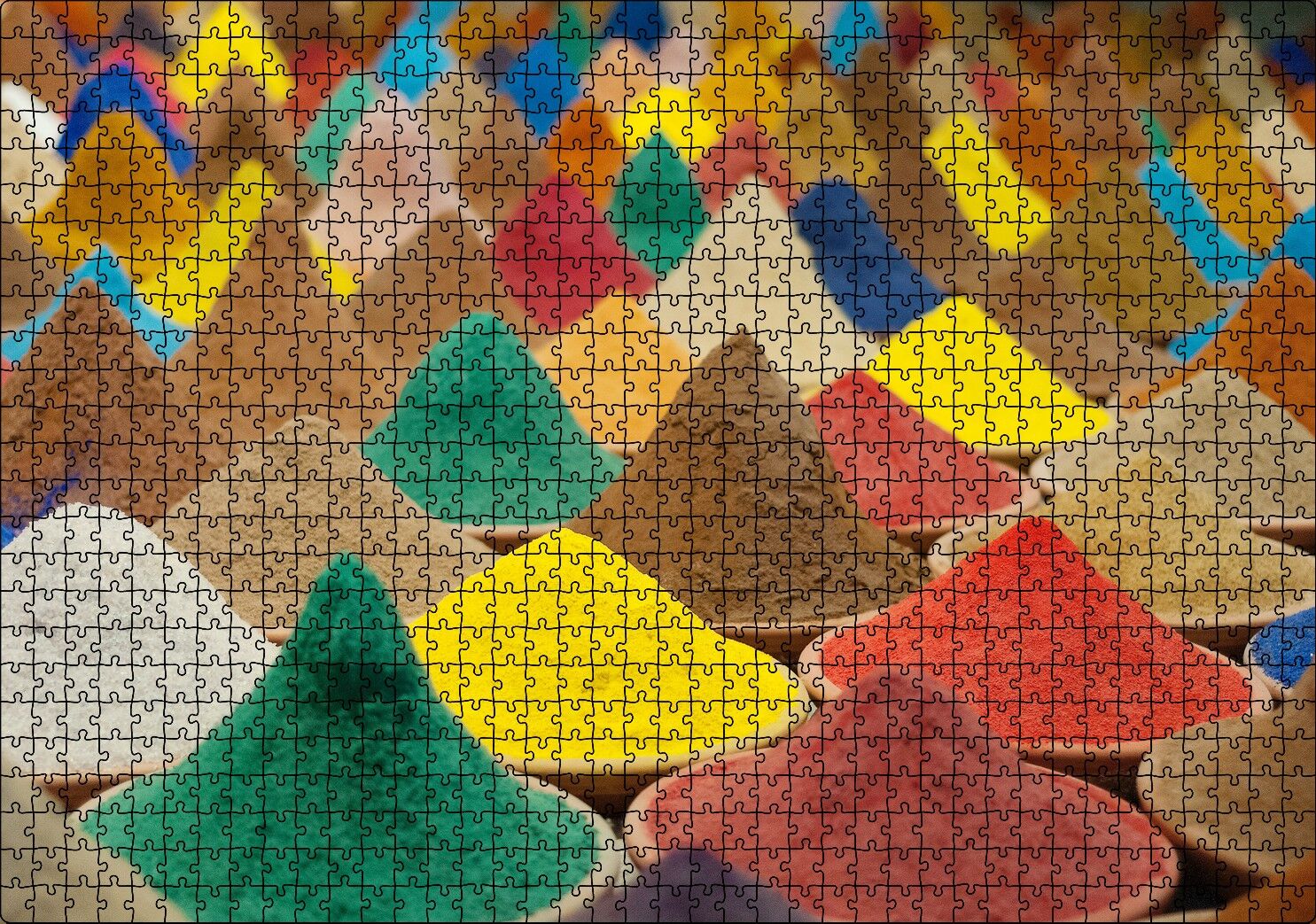 Kaselerde Renkli Toz Baharatlar Puzzle Yapboz MDF Ahşap 1000 Parça 49 cm X 68 cm