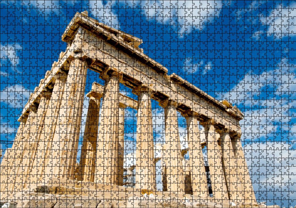 Yunanistan Tapınak Harabeleri ve Bulutlar Puzzle Yapboz MDF Ahşap 1000 Parça 49 cm X 68 cm