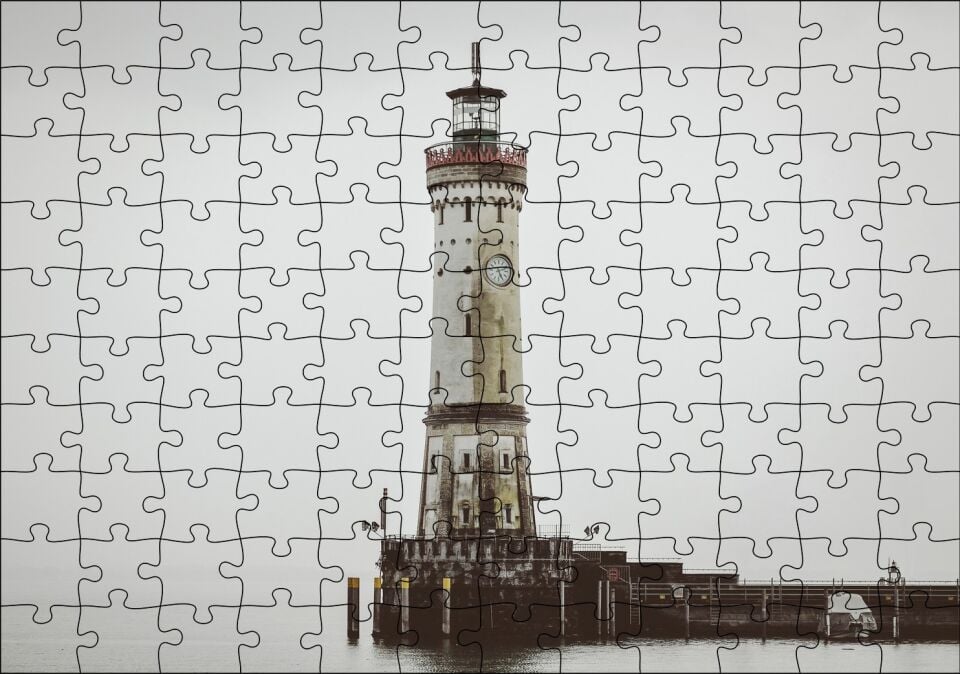 Deniz Feneri ve Sisli Deniz Puzzle Yapboz MDF Ahşap