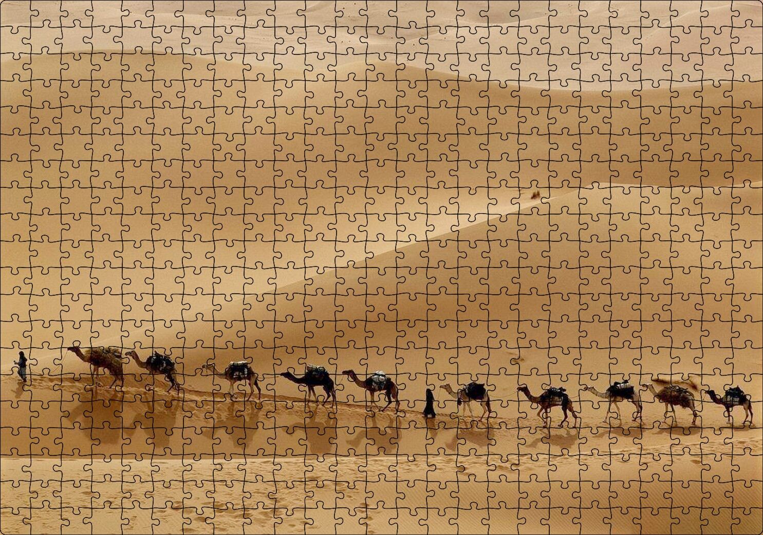 Libya Çölünde Deve Kervanı Puzzle Yapboz MDF Ahşap 500 Parça 49 cm X 68 cm