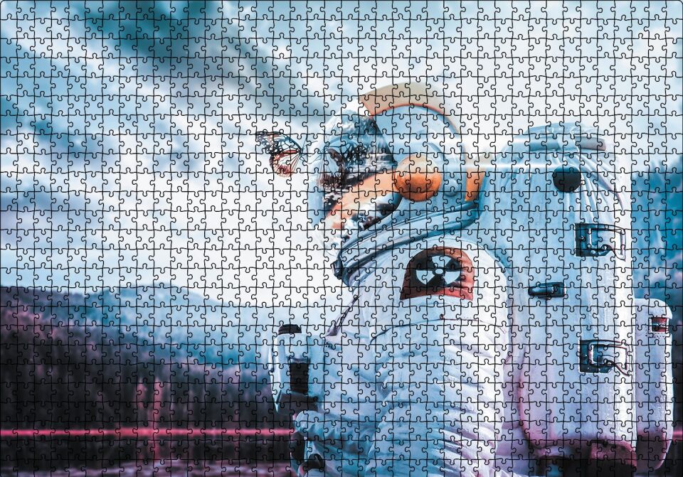 Astronot Kelebek Doğa Puzzle Yapboz MDF Ahşap 1000 Parça 49 cm X 68 cm