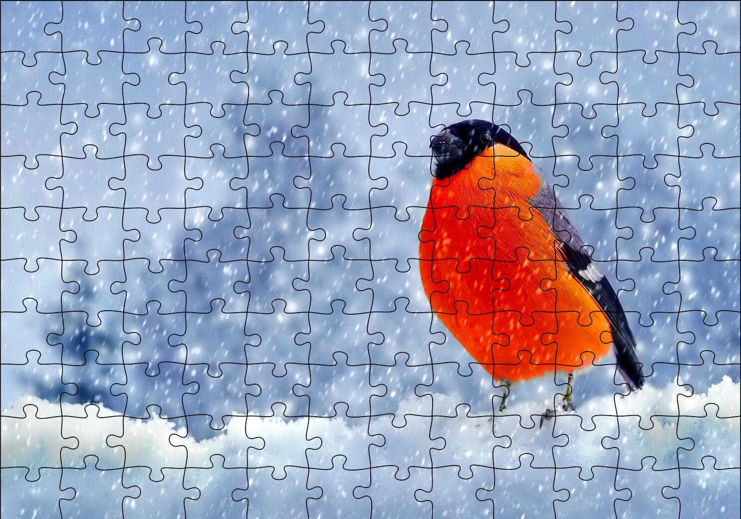Karlar İçinde Şakrak Kuşu Puzzle Yapboz MDF Ahşap 120 Parça 24 cm X 34 cm