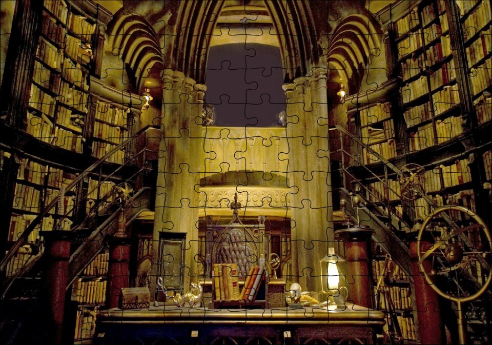 Harry Potter Kütüphane Gizli Çömlekçi Cadı Puzzle Yapboz MDF Ahşap 120 Parça 24 cm X 34 cm