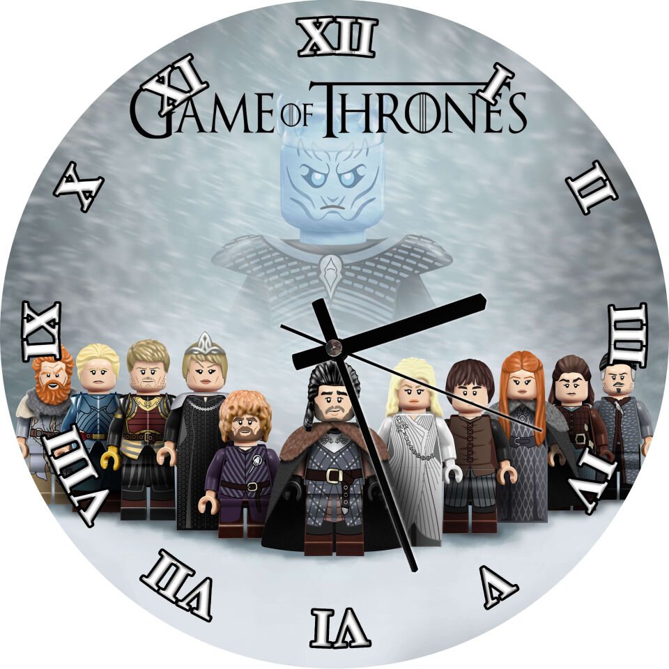 Marcin Otreba'dan Lego Game of Thrones Görseli Mdf Ahşap Duvar Saati 30 cm Çap