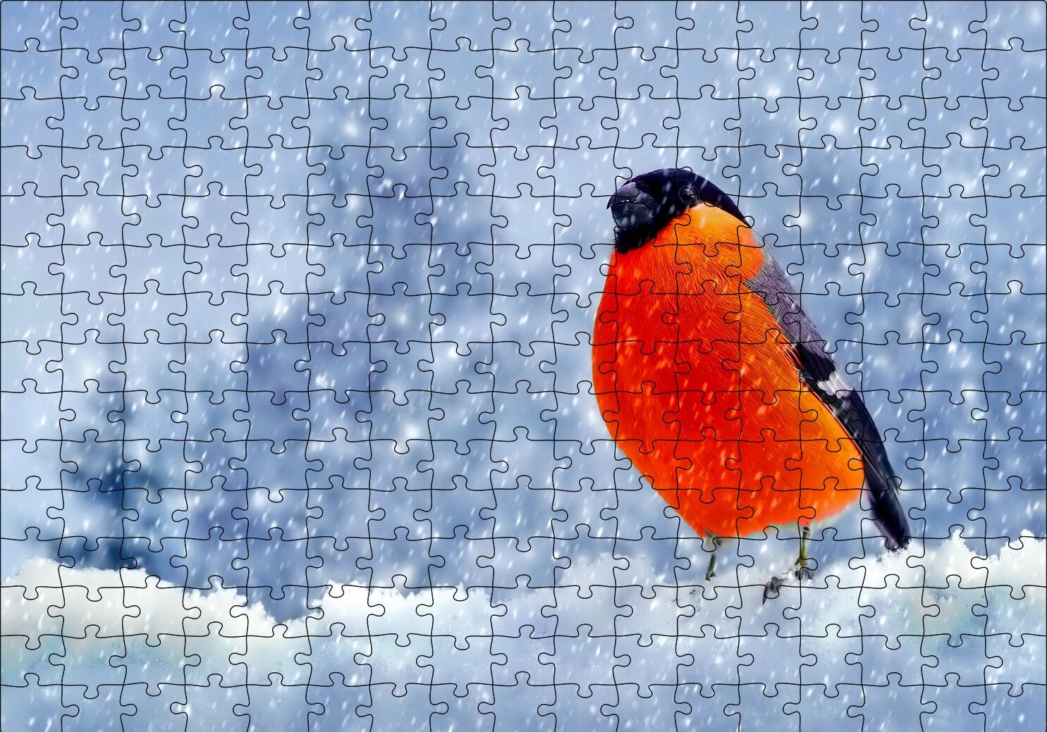 Karlar İçinde Şakrak Kuşu Puzzle Yapboz MDF Ahşap 255 Parça 34 cm X 49 cm