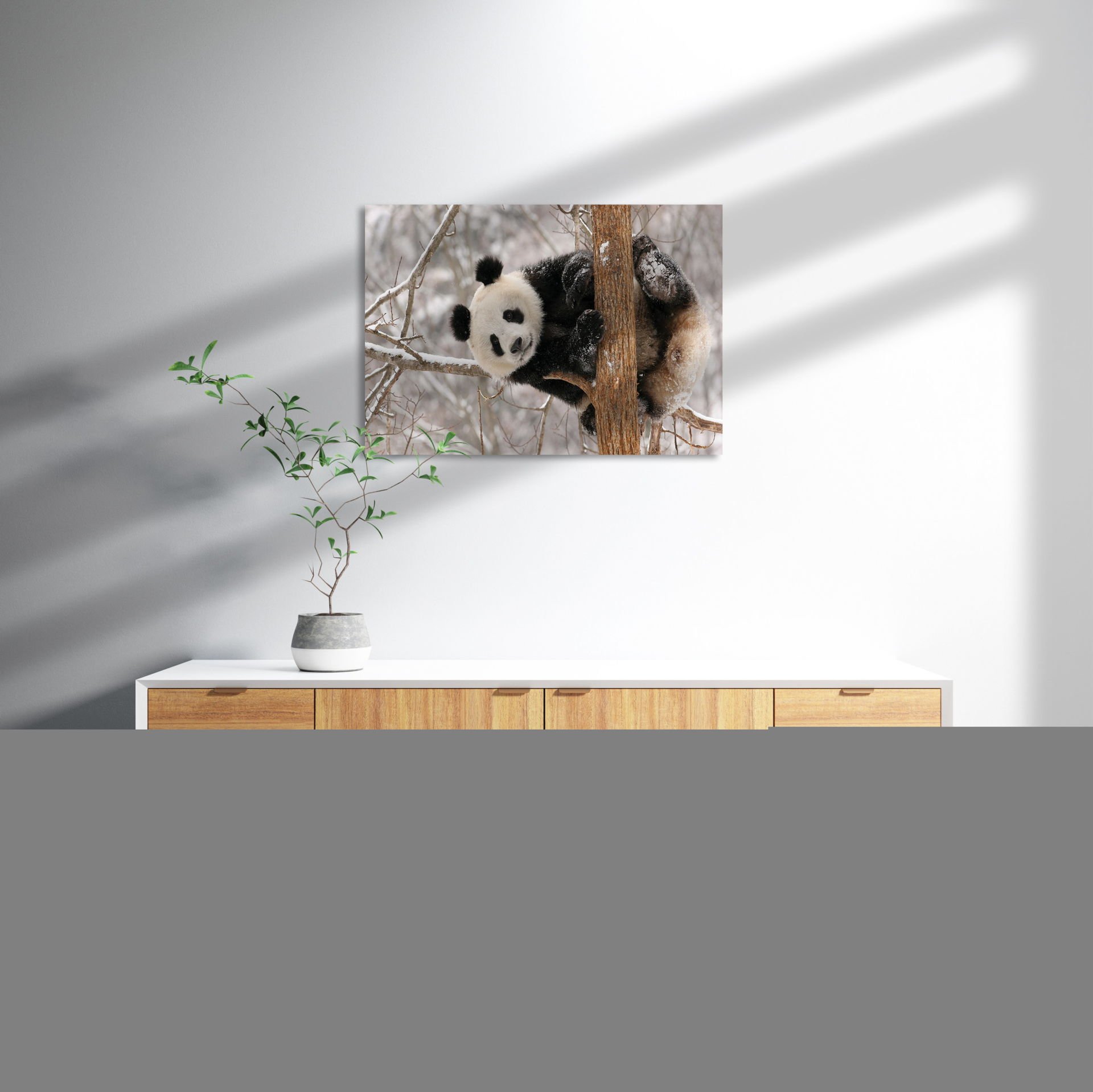 Ağaç Dalında Panda MDF Akşap Duvar Tablo 35x50 cm