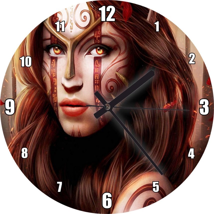 Amazon Savaşçı Kadını ve Orman Mdf Ahşap Duvar Saati