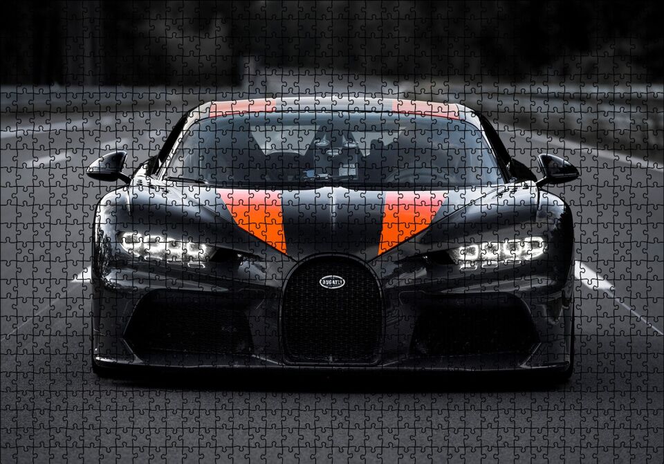 Bugatti Chiron Prototip Puzzle Yapboz MDF Ahşap 1000 Parça 49 cm X 68 cm