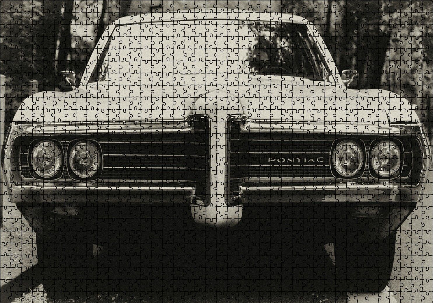 Pontiac Otomobil Siyah Beyaz Fotoğraf Puzzle Yapboz MDF Ahşap 1000 Parça 49 cm X 68 cm