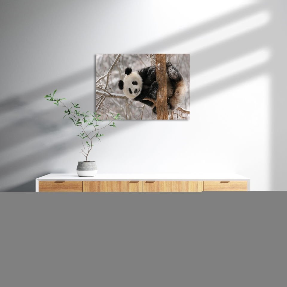 Ağaç Dalında Panda MDF Akşap Duvar Tablo 50x70 cm