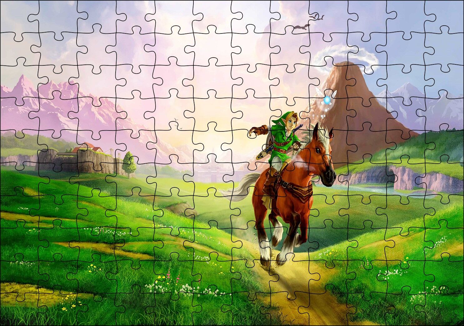 Zelda Ocarina Efsanesi Ve Koşan At Görseli Puzzle Yapboz MDF Ahşap
