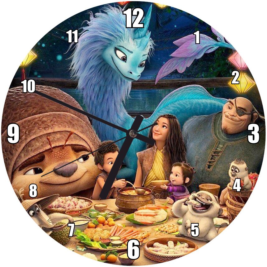 Raya Ve Son Ejderha Tanrısı Film Görseli Mdf Ahşap Duvar Saati 50 cm Çap