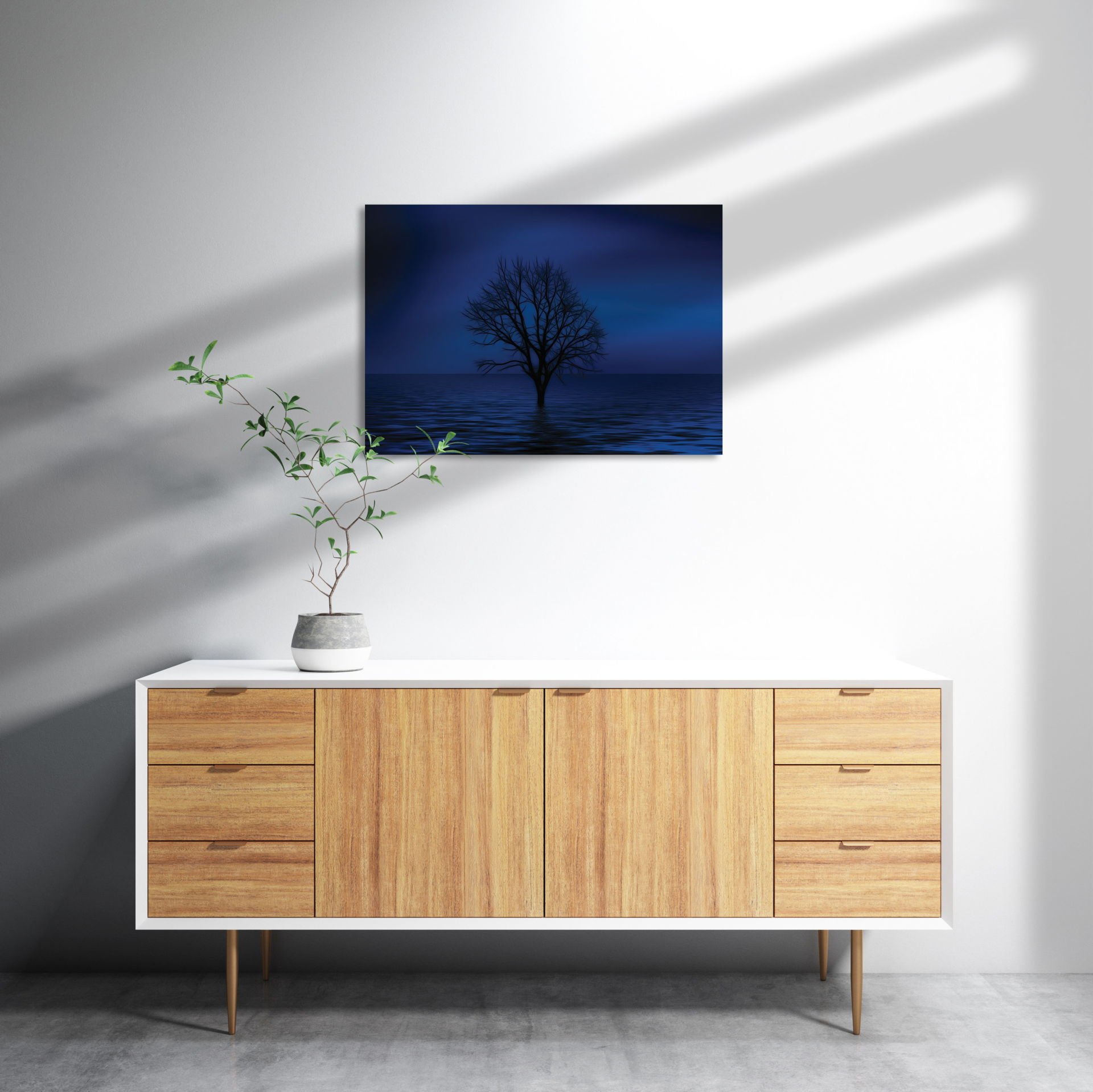 Göl İçinde Kury Ağaç MDF Akşap Duvar Tablo 25x35 cm