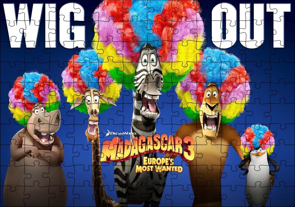 Madagascar 3 Film Afişi Puzzle Yapboz MDF Ahşap 120 Parça 24 cm X 34 cm
