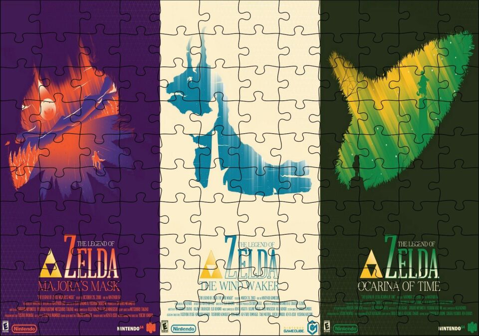 Zamanın Zelda Ocarina Efsanesi Afişi Görseli Puzzle Yapboz MDF Ahşap 120 Parça 24 cm X 34 cm
