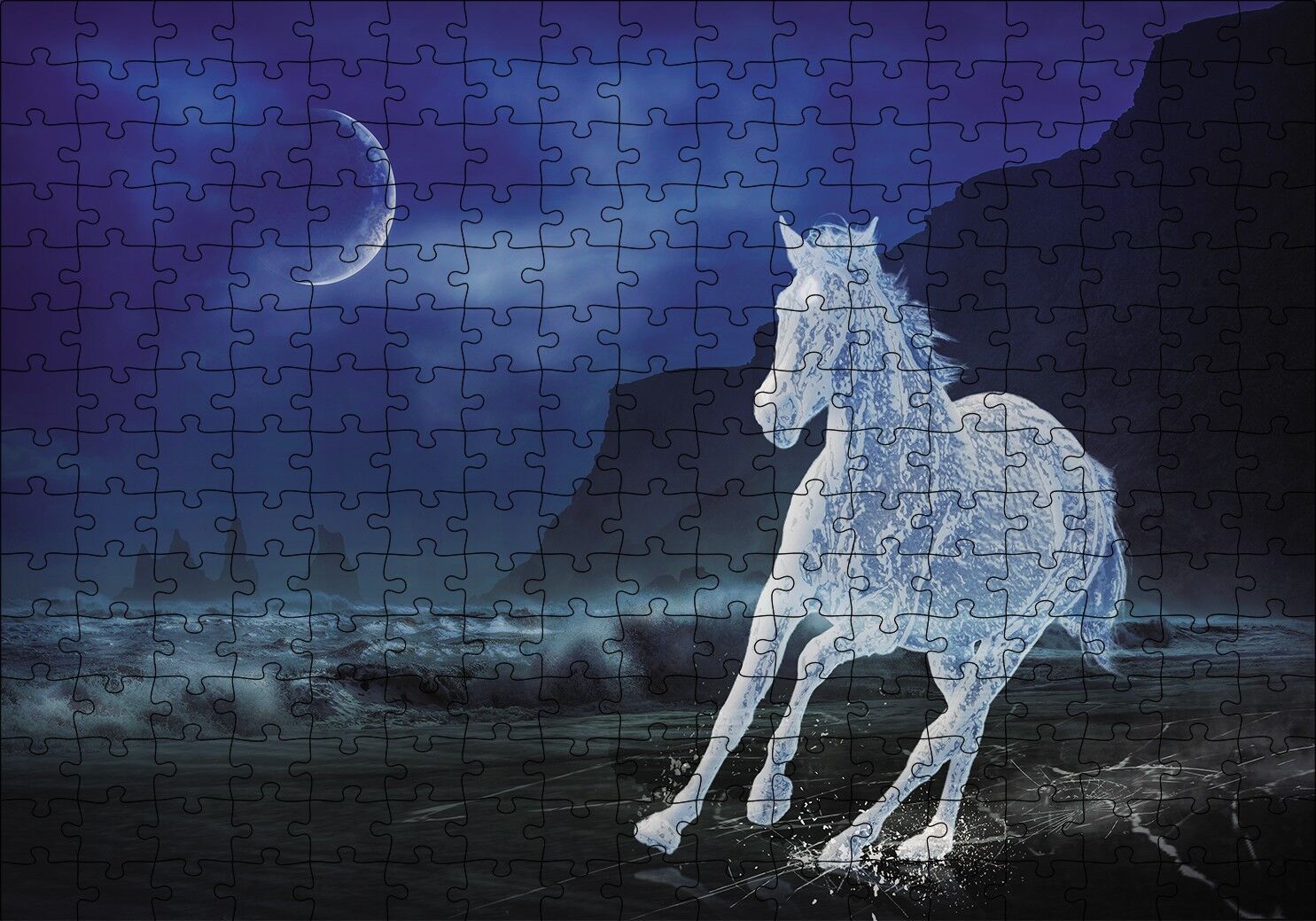 Buzlu At Gece Fantastik Puzzle Yapboz MDF Ahşap 255 Parça 34 cm X 49 cm