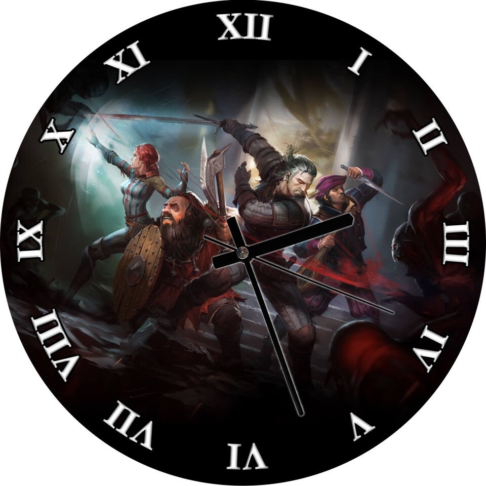 Witcher Macera Oyunu Görseli Mdf Ahşap Duvar Saati 50 cm Çap