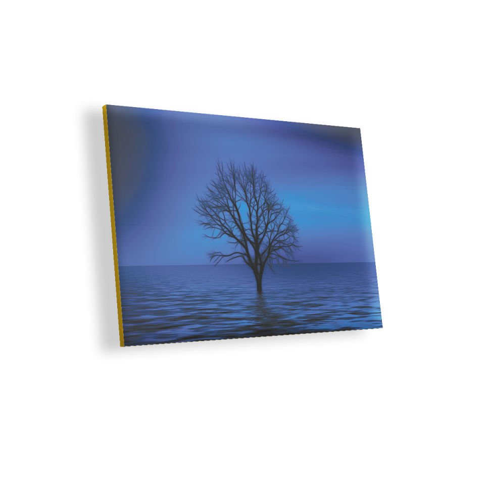 Göl İçinde Kury Ağaç MDF Akşap Duvar Tablo 50x70 cm