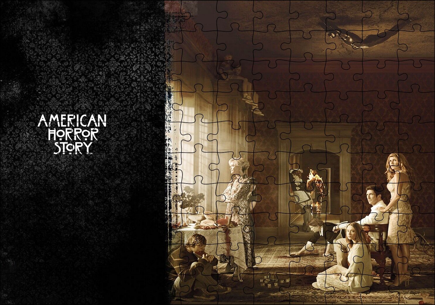 Amerikan Korku Hikayesi Cinayet Evi Görseli Puzzle Yapboz MDF Ahşap