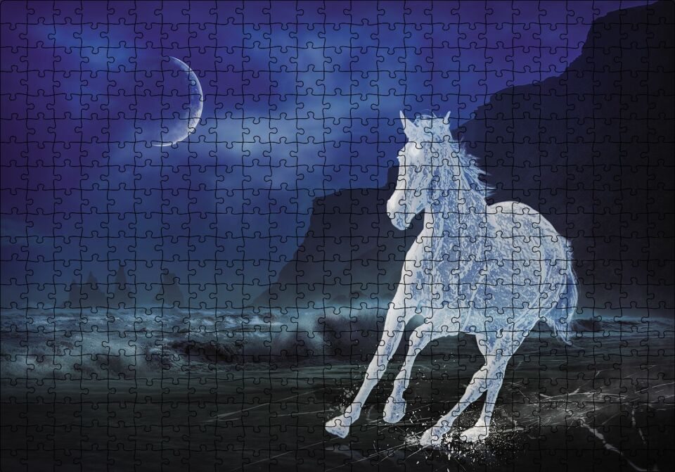 Buzlu At Gece Fantastik Puzzle Yapboz MDF Ahşap 500 Parça 49 cm X 68 cm