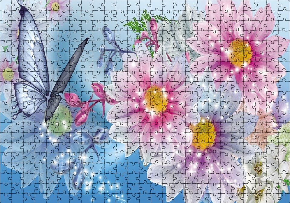 Kelebek Çiçek Puzzle Yapboz MDF Ahşap 500 Parça 49 cm X 68 cm