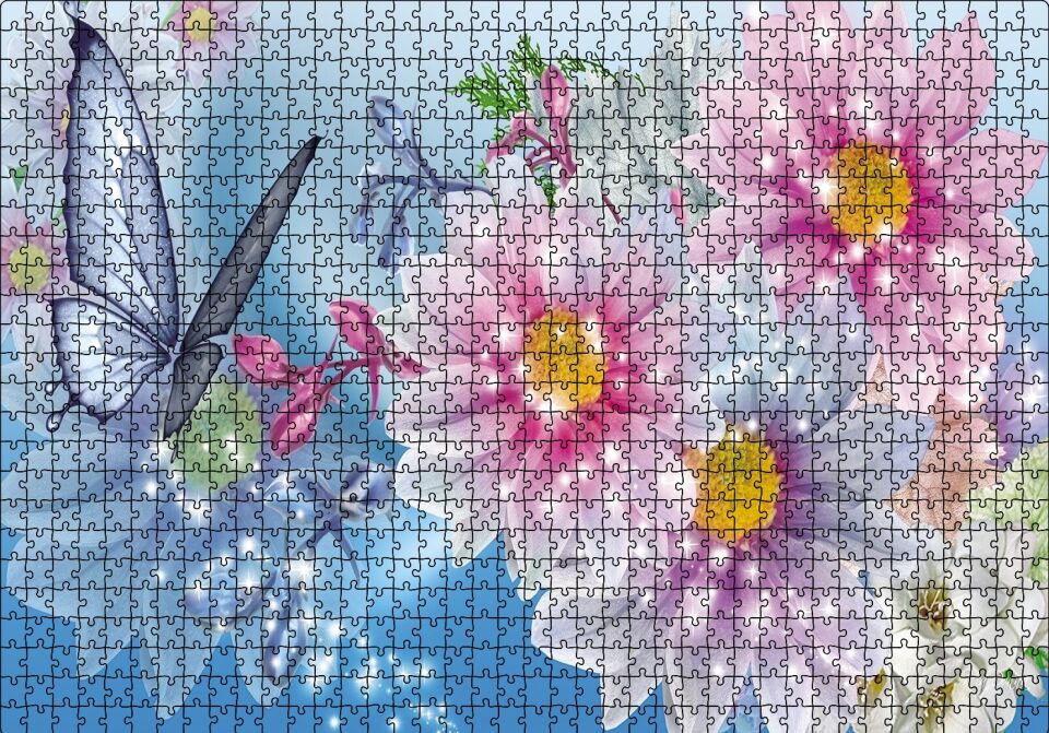 Kelebek Çiçek Puzzle Yapboz MDF Ahşap 1000 Parça 49 cm X 68 cm