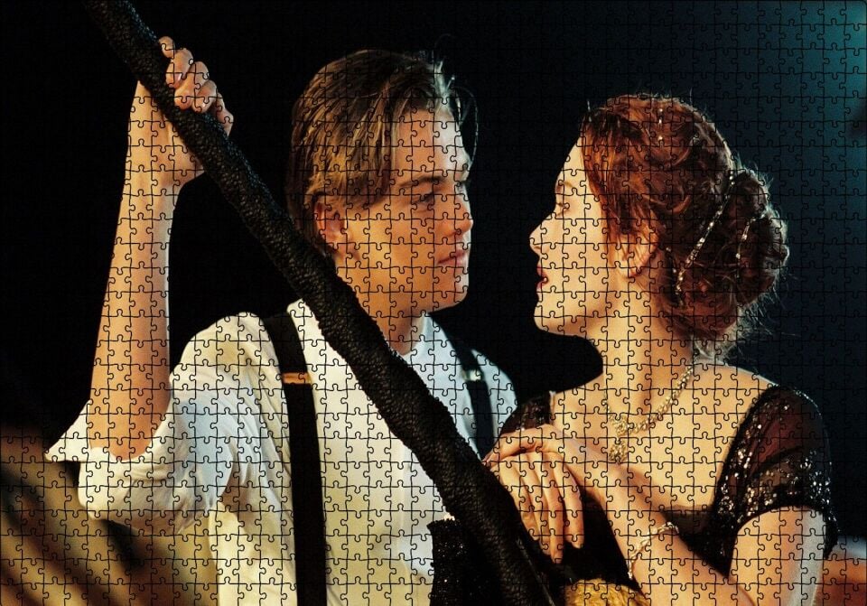 Titanic Jack ve Rose Aşk Puzzle Yapboz MDF Ahşap 1000 Parça 49 cm X 68 cm