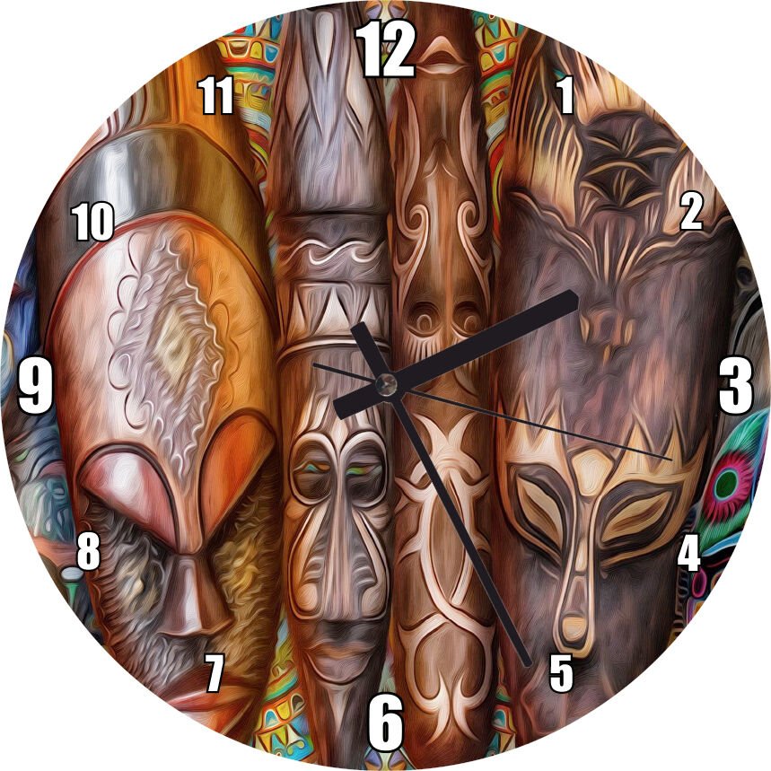 Afrika Kıtası Kültürü Kompozisyon Mdf Ahşap Duvar Saati