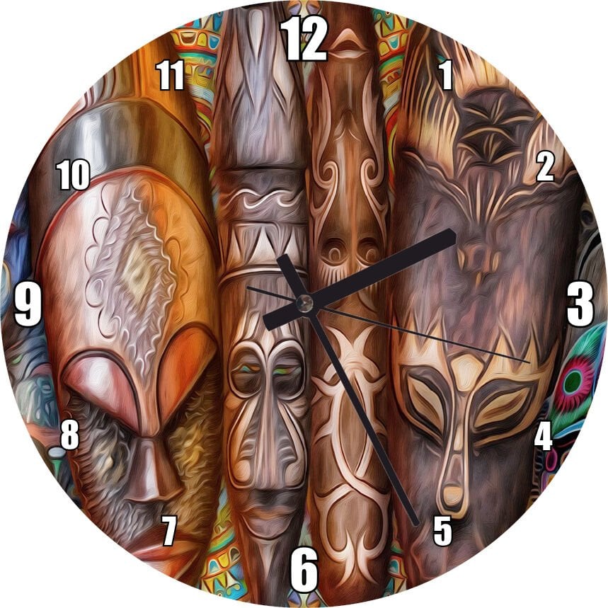 Afrika Kıtası Kültürü Kompozisyon Mdf Ahşap Duvar Saati