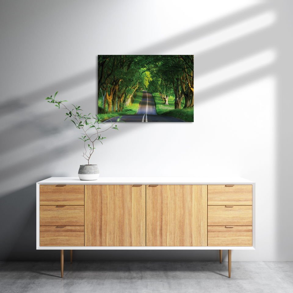 Ağaçlar Ve Yol MDF Akşap Duvar Tablo 35x50 cm