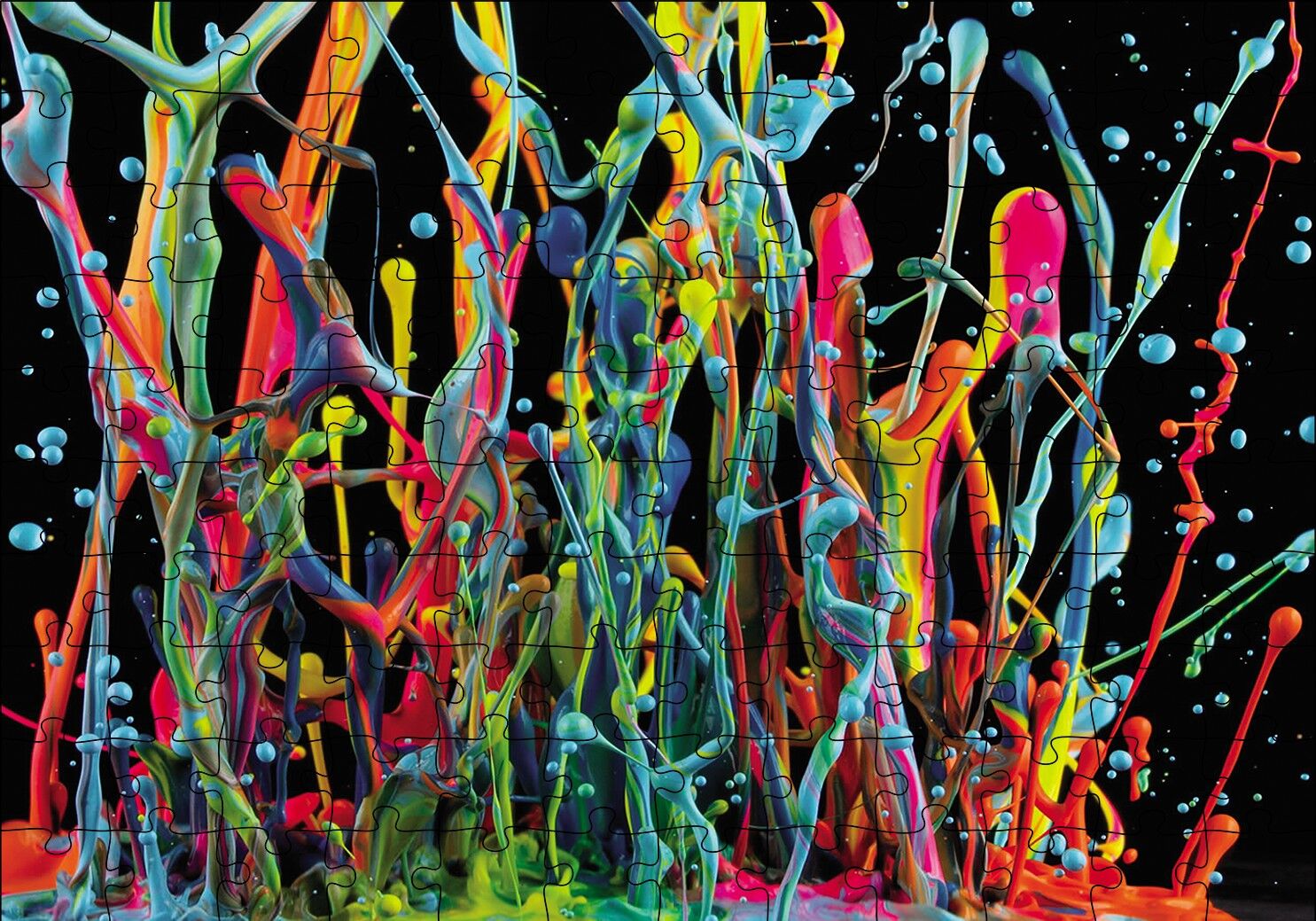 Renkli Boya Damlaları Puzzle Yapboz MDF Ahşap