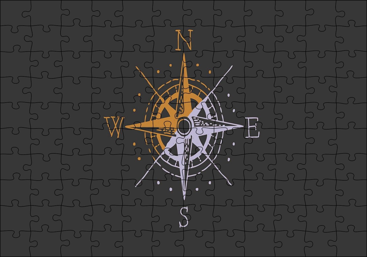 Basit Pusula Minimalizm Haki Arka Plan Puzzle Yapboz MDF Ahşap 120 Parça 24 cm X 34 cm