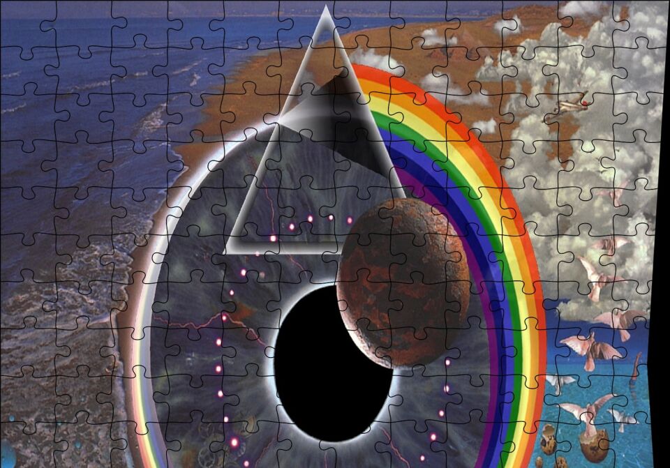 Büyük Göz ve Sürreal Objeler Puzzle Yapboz MDF Ahşap