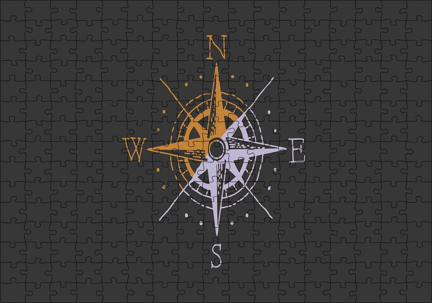 Basit Pusula Minimalizm Haki Arka Plan Puzzle Yapboz MDF Ahşap 255 Parça 34 cm X 49 cm