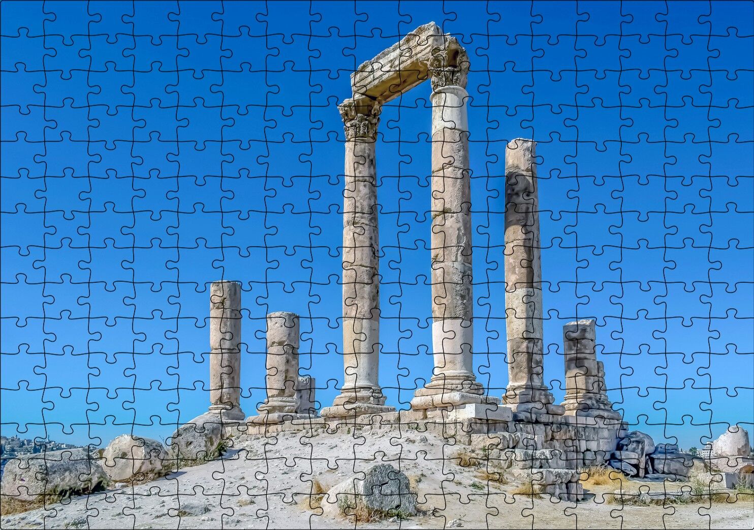 Herkül Tapınağı Kalıntıları Sütunlar Puzzle Yapboz MDF Ahşap 255 Parça 34 cm X 49 cm