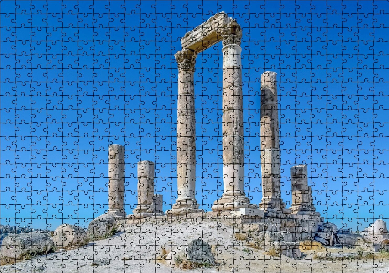 Herkül Tapınağı Kalıntıları Sütunlar Puzzle Yapboz MDF Ahşap 500 Parça 49 cm X 68 cm